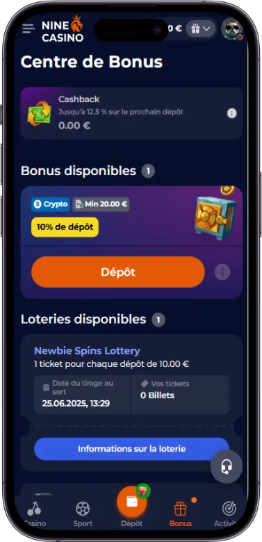 Nine Casino Bonus et Promotions