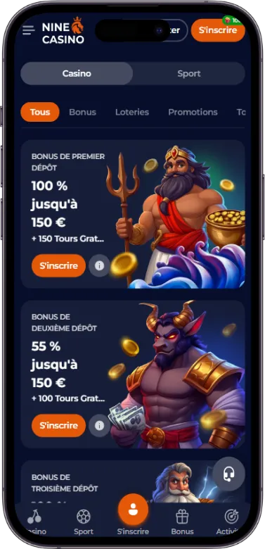 Nine Casino promotions page