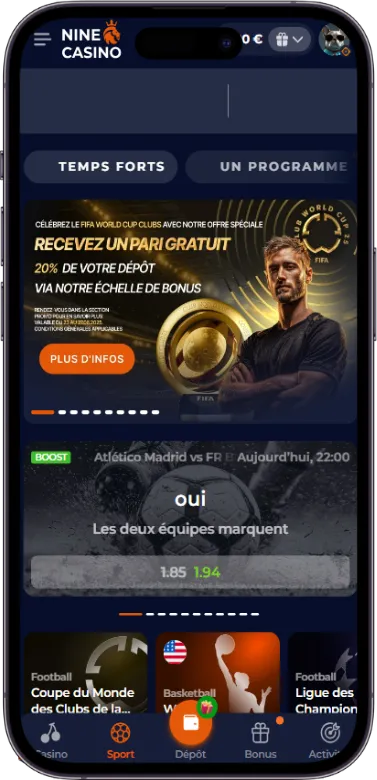 Nine Casino Sport page